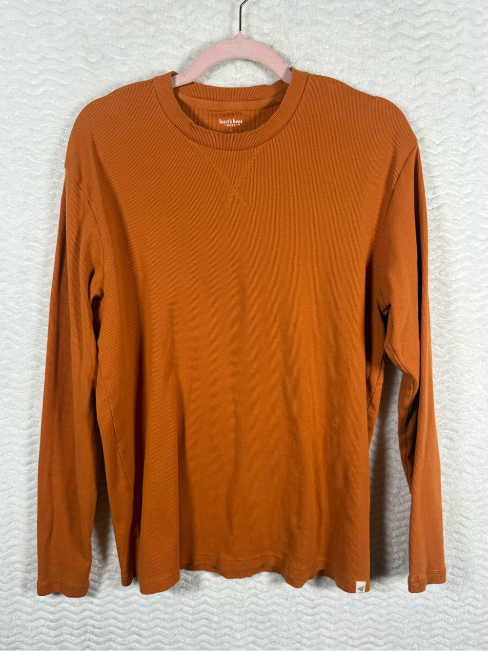 Burt's Bees Orange Ribbed Crewneck Thermal Top